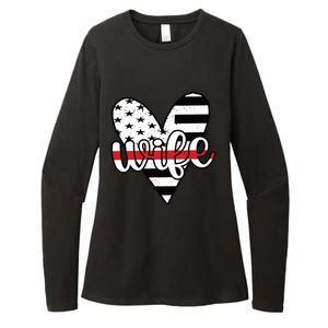 Fire Wife Us Flag Proud Firefighter Wife Funny Gift Womens CVC Long Sleeve Shirt