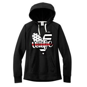 Fire Wife Us Flag Proud Firefighter Wife Funny Gift Women's Fleece Hoodie