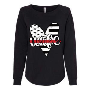 Fire Wife Us Flag Proud Firefighter Wife Funny Gift Womens California Wash Sweatshirt