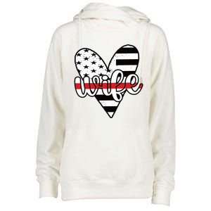 Fire Wife Us Flag Proud Firefighter Wife Funny Gift Womens Funnel Neck Pullover Hood