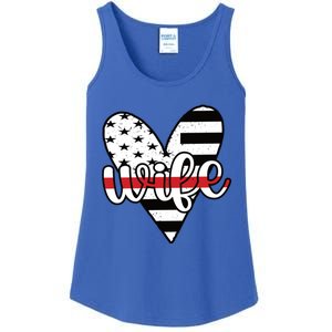 Fire Wife Us Flag Proud Firefighter Wife Funny Gift Ladies Essential Tank