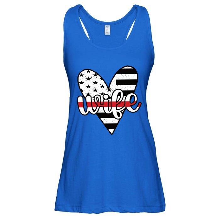 Fire Wife Us Flag Proud Firefighter Wife Funny Gift Ladies Essential Flowy Tank