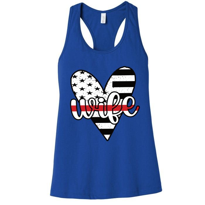 Fire Wife Us Flag Proud Firefighter Wife Funny Gift Women's Racerback Tank