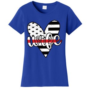 Fire Wife Us Flag Proud Firefighter Wife Funny Gift Women's T-Shirt