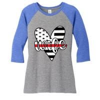 Fire Wife Us Flag Proud Firefighter Wife Funny Gift Women's Tri-Blend 3/4-Sleeve Raglan Shirt