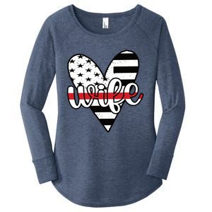 Fire Wife Us Flag Proud Firefighter Wife Funny Gift Women's Perfect Tri Tunic Long Sleeve Shirt