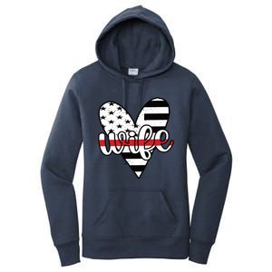 Fire Wife Us Flag Proud Firefighter Wife Funny Gift Women's Pullover Hoodie