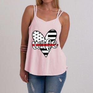 Fire Wife Us Flag Proud Firefighter Wife Funny Gift Women's Strappy Tank