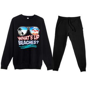 Funny Whats Up Beaches Family Vacation Matching Gift Premium Crewneck Sweatsuit Set