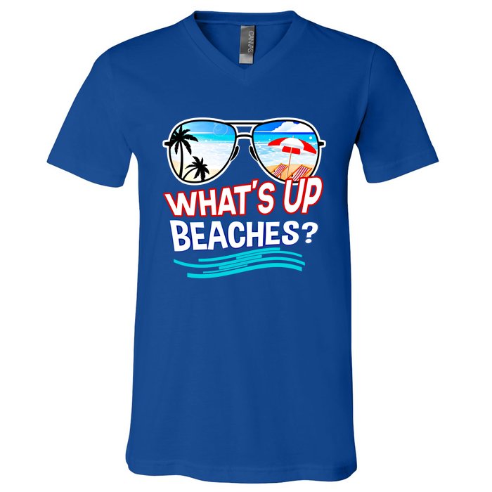 Funny Whats Up Beaches Family Vacation Matching Gift V-Neck T-Shirt