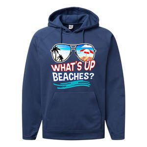 Funny Whats Up Beaches Family Vacation Matching Gift Performance Fleece Hoodie