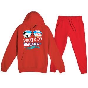 Funny Whats Up Beaches Family Vacation Matching Gift Premium Hooded Sweatsuit Set