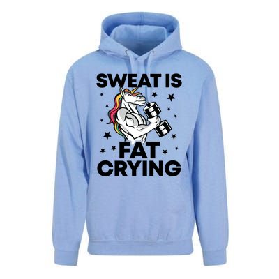 Funny Workout Unicorn Gift Sweat Is Fat Crying Gym Gift Unisex Surf Hoodie