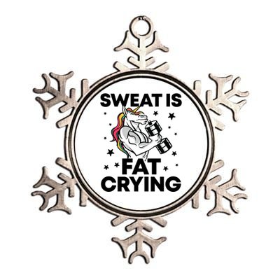 Funny Workout Unicorn Gift Sweat Is Fat Crying Gym Gift Metallic Star Ornament