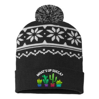 Funny WhatS Up Succa Succulent Cactus Plant Lover USA-Made Snowflake Beanie