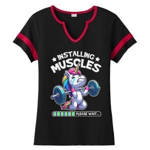 Fitness Weightlifting Unicorn Gym Workout Weight Training Ladies Halftime Notch Neck Tee