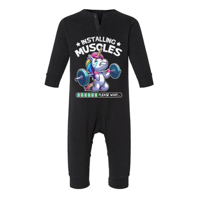 Fitness Weightlifting Unicorn Gym Workout Weight Training Infant Fleece One Piece