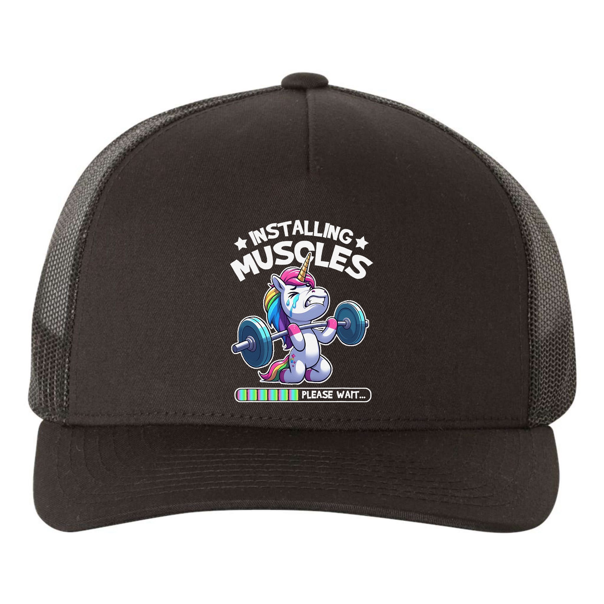 Fitness Weightlifting Unicorn Gym Workout Weight Training Yupoong Adult 5-Panel Trucker Hat