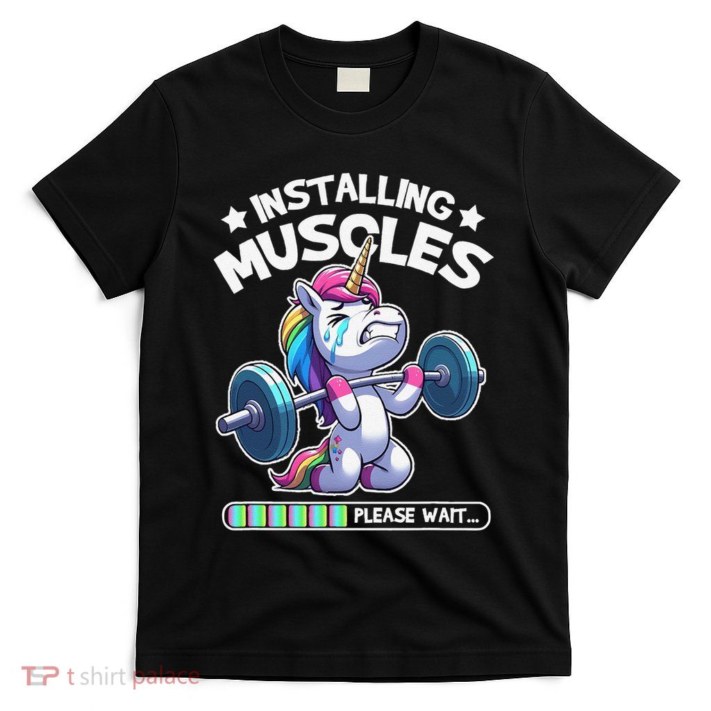 Fitness Weightlifting Unicorn Gym Workout Weight Training T-Shirt
