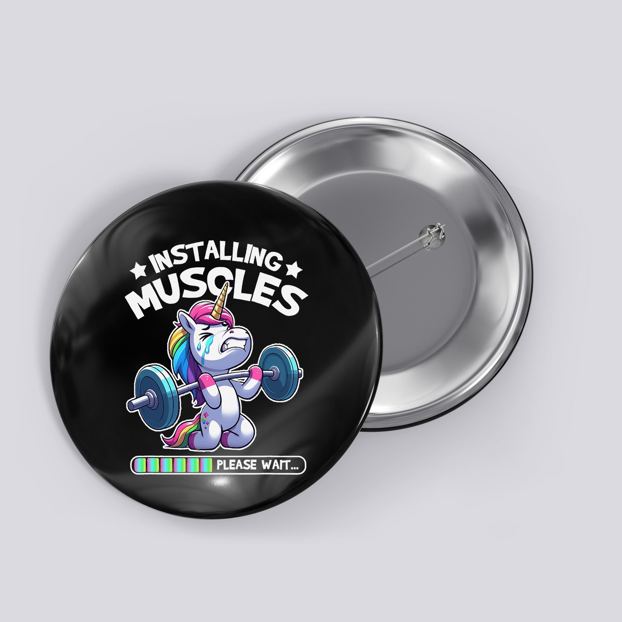 Fitness Weightlifting Unicorn Gym Workout Weight Training Button
