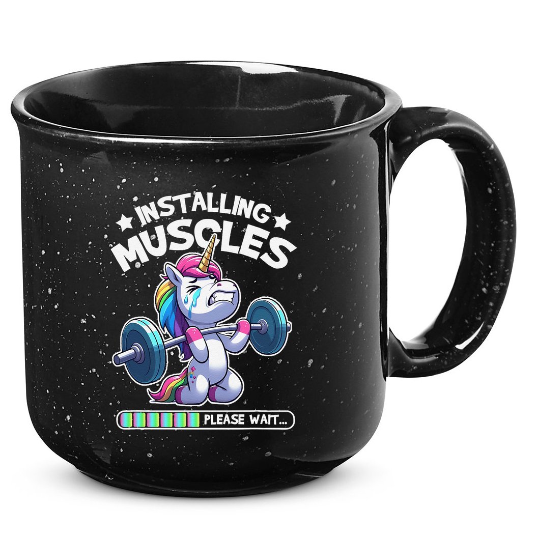 Fitness Weightlifting Unicorn Gym Workout Weight Training 15oz Campfire Ceramic Mug
