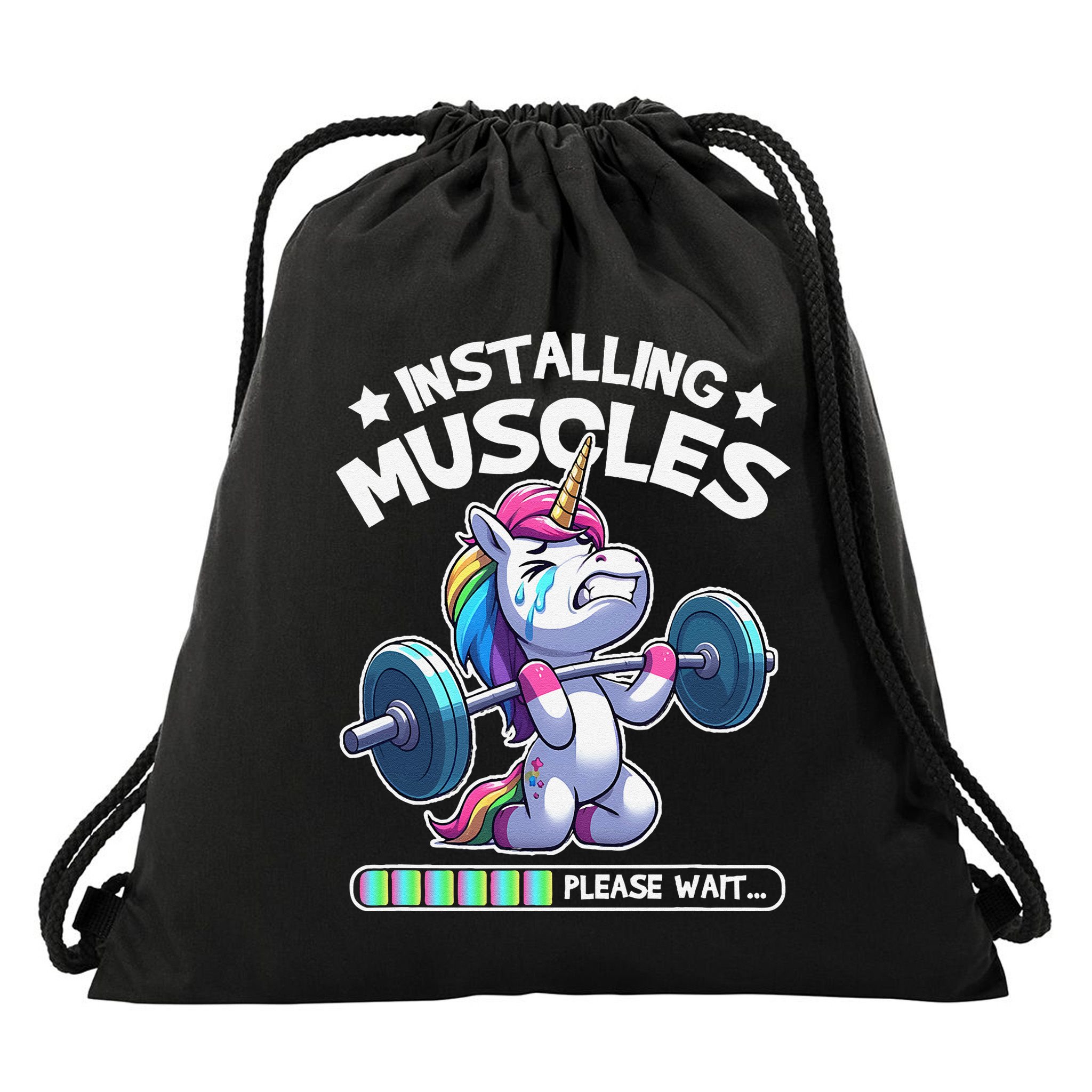 Fitness Weightlifting Unicorn Gym Workout Weight Training Drawstring Bag