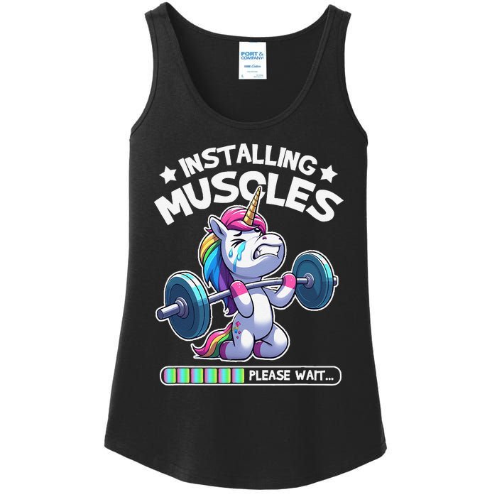 Fitness Weightlifting Unicorn Gym Workout Weight Training Ladies Essential Tank