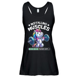 Fitness Weightlifting Unicorn Gym Workout Weight Training Ladies Essential Flowy Tank