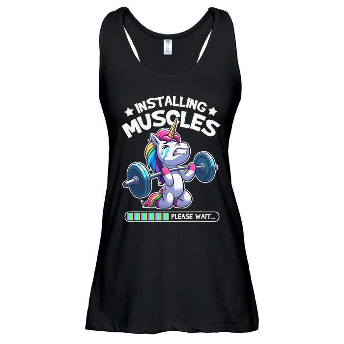 Fitness Weightlifting Unicorn Gym Workout Weight Training Ladies Essential Flowy Tank