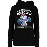 Fitness Weightlifting Unicorn Gym Workout Weight Training Womens Funnel Neck Pullover Hood