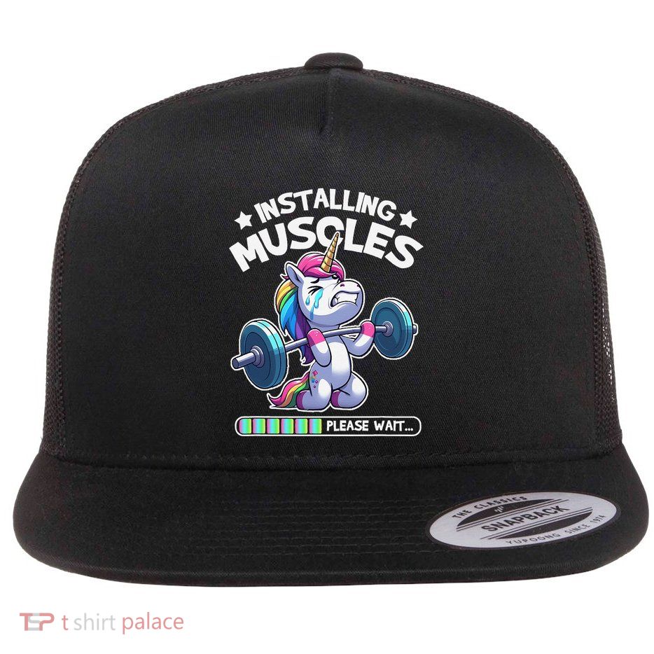 Fitness Weightlifting Unicorn Gym Workout Weight Training Flatbill Hat