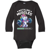 Fitness Weightlifting Unicorn Gym Workout Weight Training Baby Long Sleeve Bodysuit