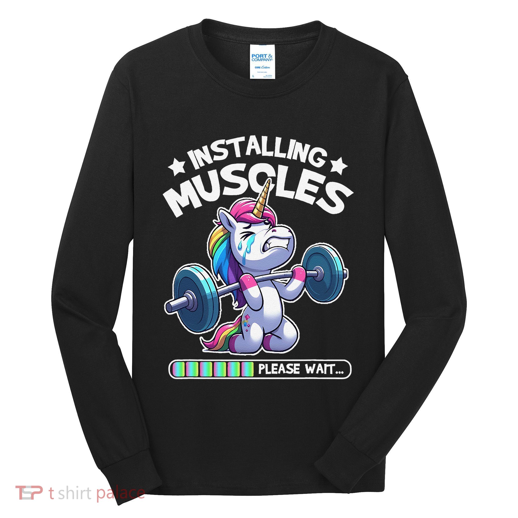 Fitness Weightlifting Unicorn Gym Workout Weight Training Tall Long Sleeve T-Shirt