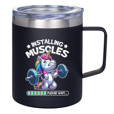 Fitness Weightlifting Unicorn Gym Workout Weight Training 12oz Stainless Steel Coffee Mug