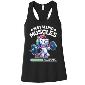 Fitness Weightlifting Unicorn Gym Workout Weight Training Women's Racerback Tank