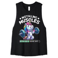 Fitness Weightlifting Unicorn Gym Workout Weight Training Women's Racerback Cropped Tank