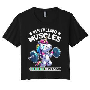 Fitness Weightlifting Unicorn Gym Workout Weight Training Women's Crop Top Tee