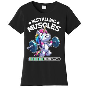 Fitness Weightlifting Unicorn Gym Workout Weight Training Women's T-Shirt