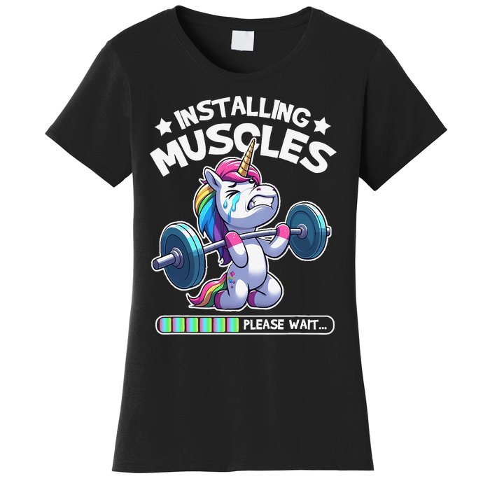 Fitness Weightlifting Unicorn Gym Workout Weight Training Women's T-Shirt