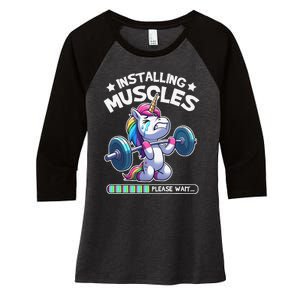 Fitness Weightlifting Unicorn Gym Workout Weight Training Women's Tri-Blend 3/4-Sleeve Raglan Shirt