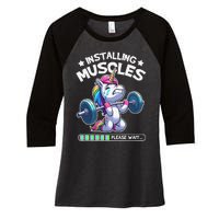 Fitness Weightlifting Unicorn Gym Workout Weight Training Women's Tri-Blend 3/4-Sleeve Raglan Shirt