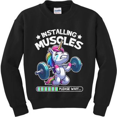 Fitness Weightlifting Unicorn Gym Workout Weight Training Kids Sweatshirt