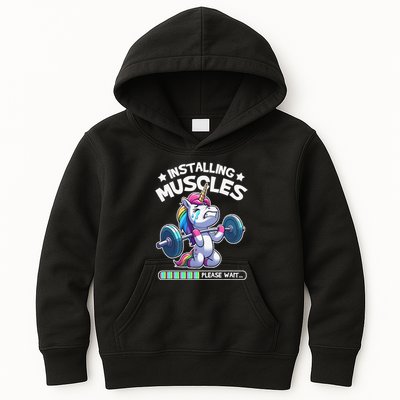 Fitness Weightlifting Unicorn Gym Workout Weight Training Kids Hoodie