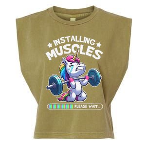 Fitness Weightlifting Unicorn Gym Workout Weight Training Garment-Dyed Women's Muscle Tee