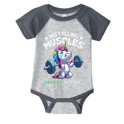 Fitness Weightlifting Unicorn Gym Workout Weight Training Infant Baby Jersey Bodysuit