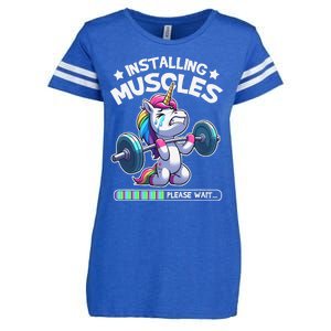 Fitness Weightlifting Unicorn Gym Workout Weight Training Enza Ladies Jersey Football T-Shirt