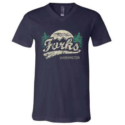 Forks Washington Vintage V-Neck T-Shirt