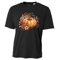 Fall Women Vintage Pumpkin Autumn Graphic Thanksgiving Cooling Performance Crew T-Shirt