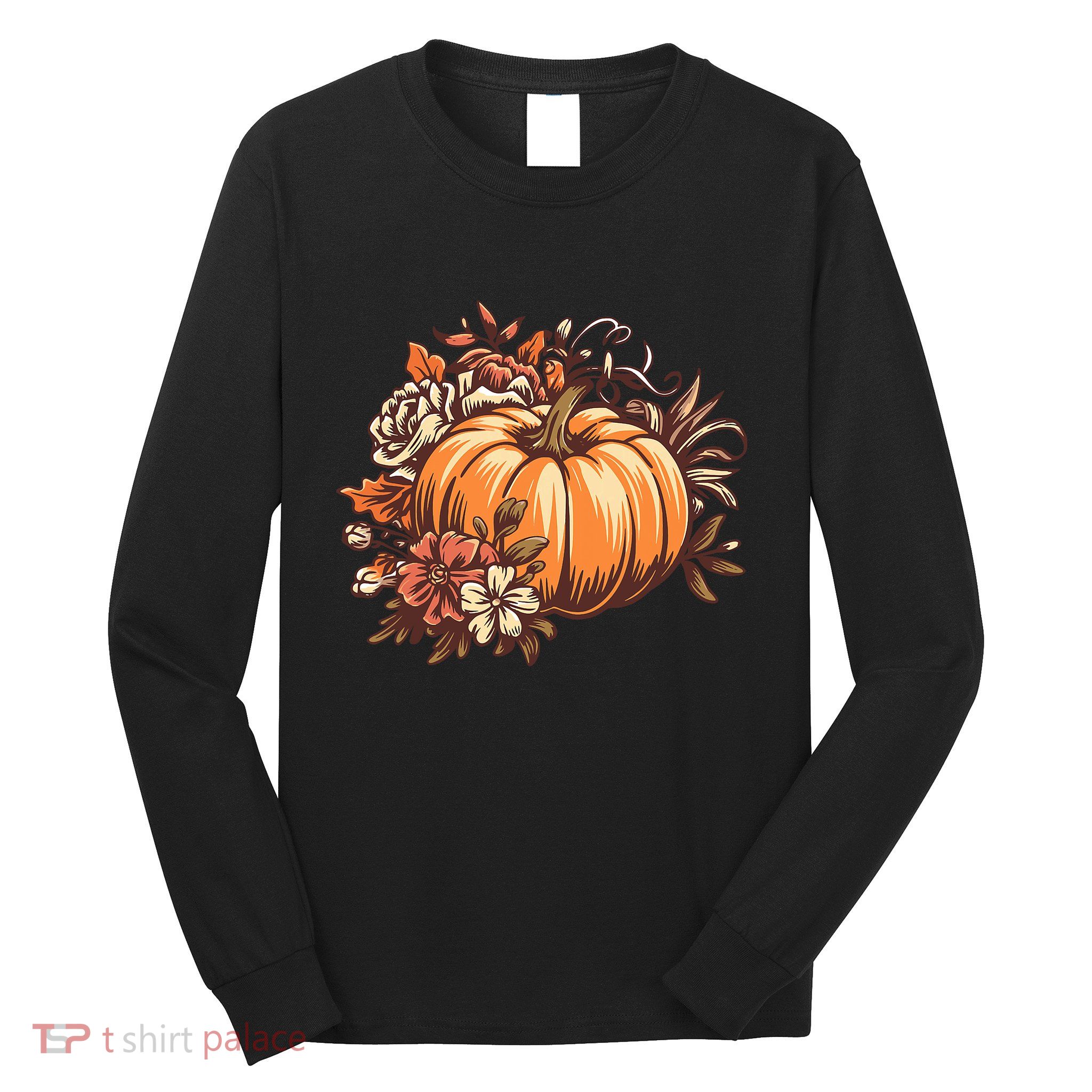 Fall Women Vintage Pumpkin Autumn Graphic Thanksgiving Long Sleeve Shirt