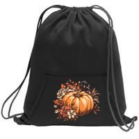 Fall Women Vintage Pumpkin Autumn Graphic Thanksgiving Sweatshirt Cinch Pack Bag